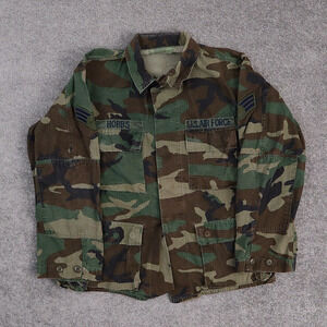 Vintage Rare 1989 US Air Force XL Camo Long Sleeve Full Button Collared Shirt